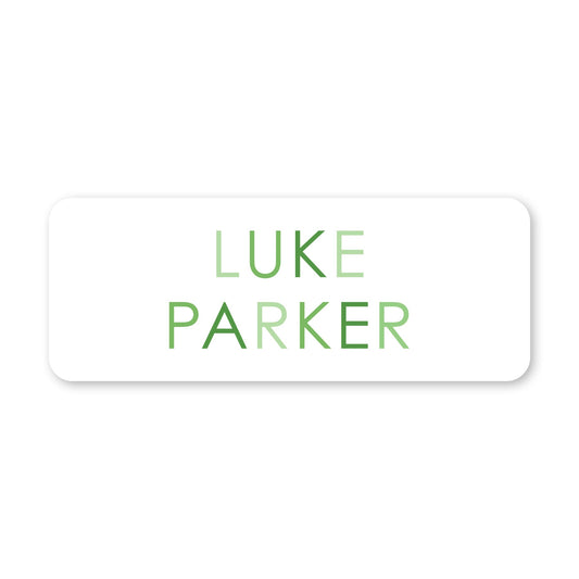 colored name vinyl school labels - green