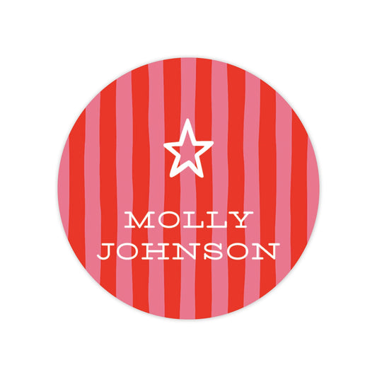 poppy stripes round vinyl school labels