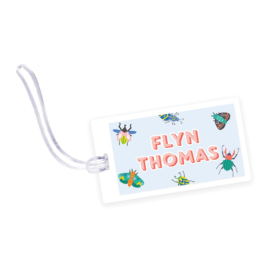 bugs & beetles laminated bag tag