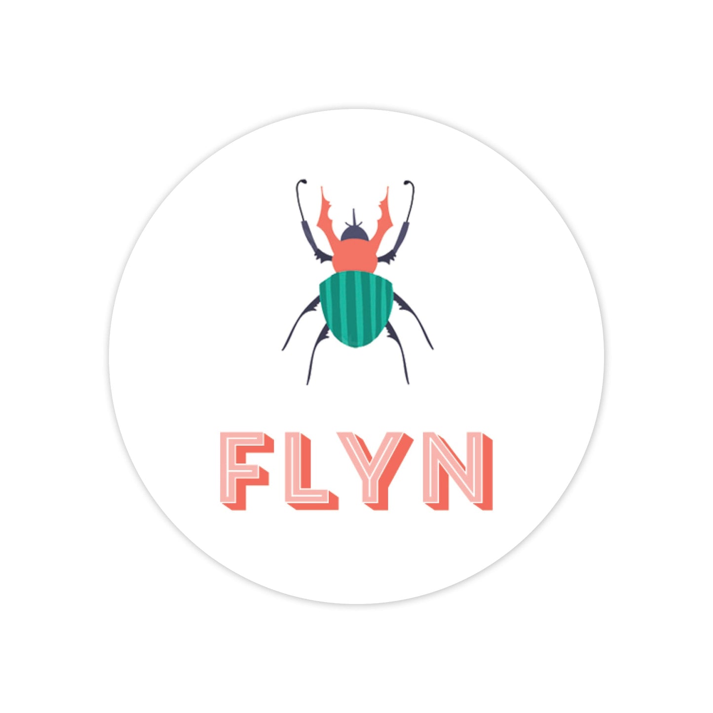 bugs & beetles round vinyl school labels