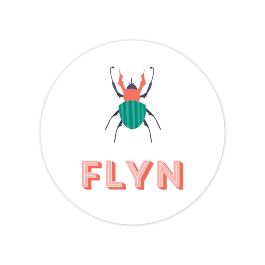bugs & beetles round vinyl school labels