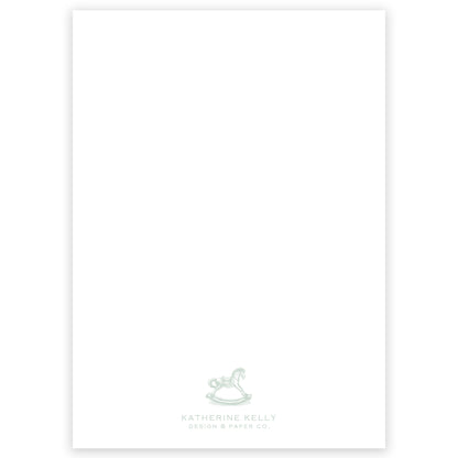 sage rocking horse baby shower invitation