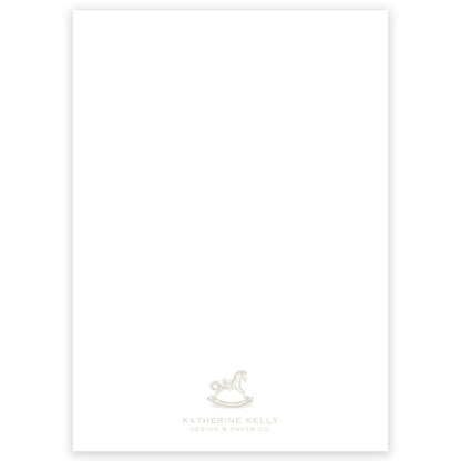 taupe rocking horse birth announcement