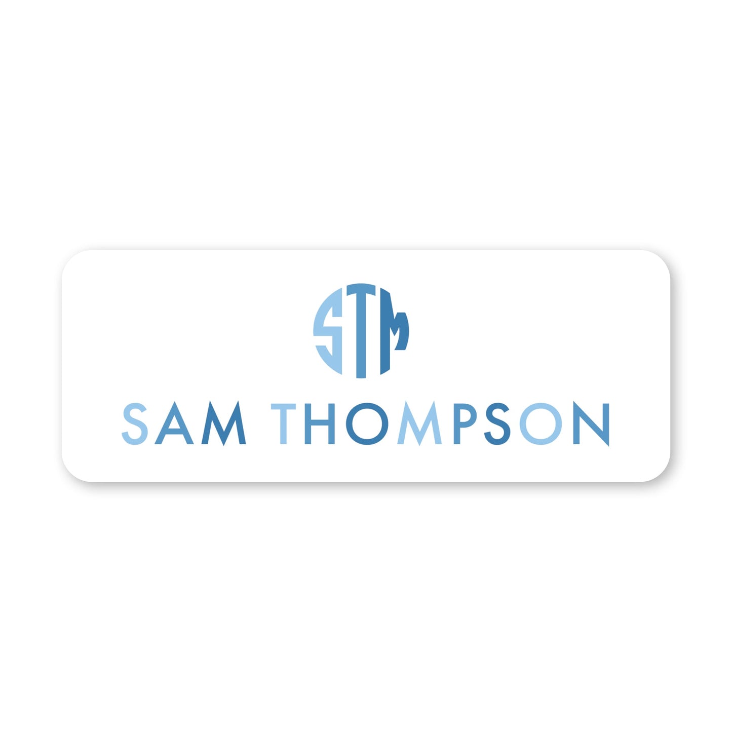 round monogram vinyl school labels - blue