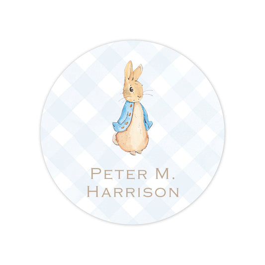 blue peter rabbit round vinyl school labels
