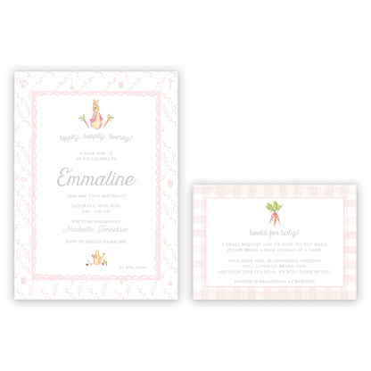 peter rabbit pink books for baby enclosure card