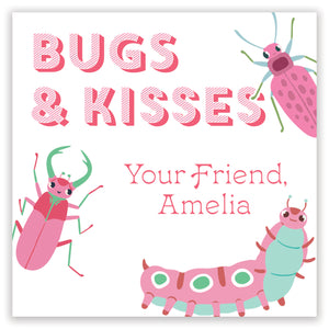 bugs & kisses pink valentine printable