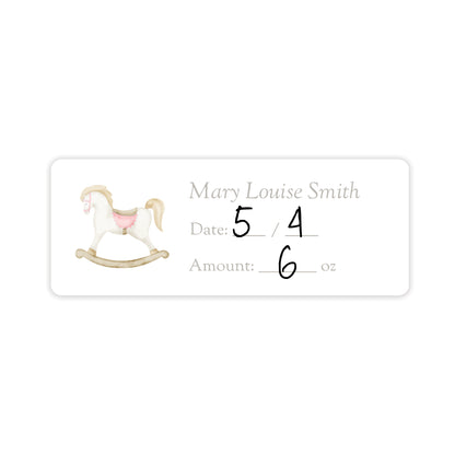 rocking horse pink breast milk bag labels