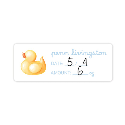 rubber ducky blue breast milk bag labels