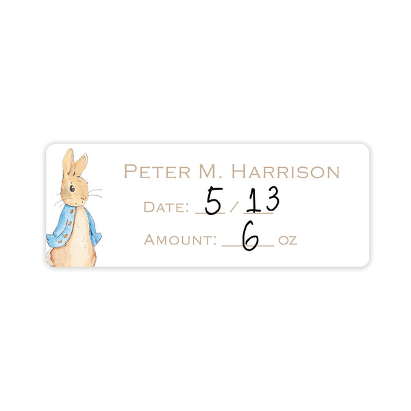 peter rabbit blue breast milk bag labels