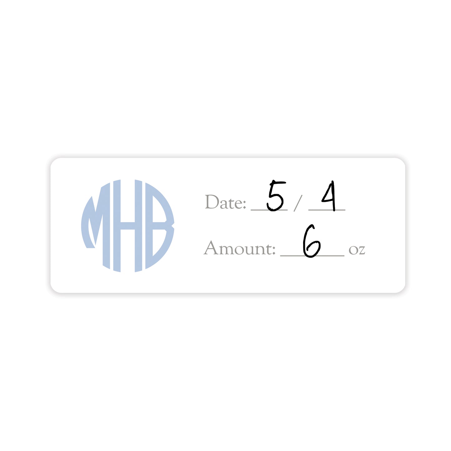 blue monogram breast milk bag labels