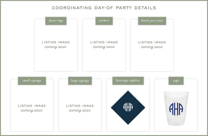 navy round monogram invitation