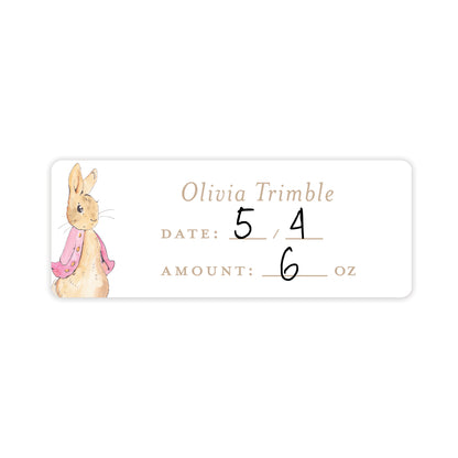 peter rabbit pink breast milk bag labels