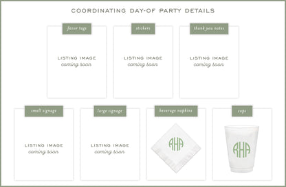 sage round monogram invitation