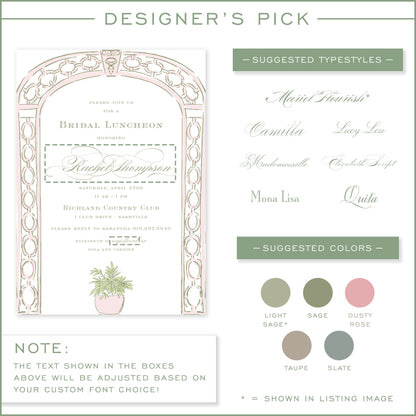 pink trellis party invitation