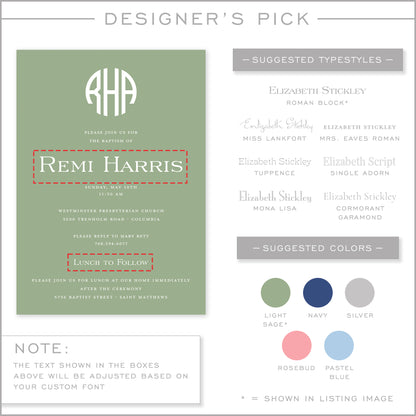 sage round monogram invitation