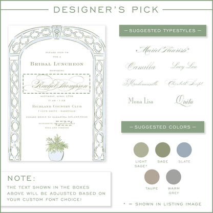 blue trellis party invitation