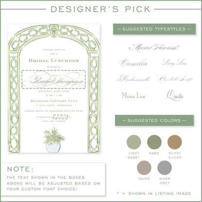 green trellis party invitation