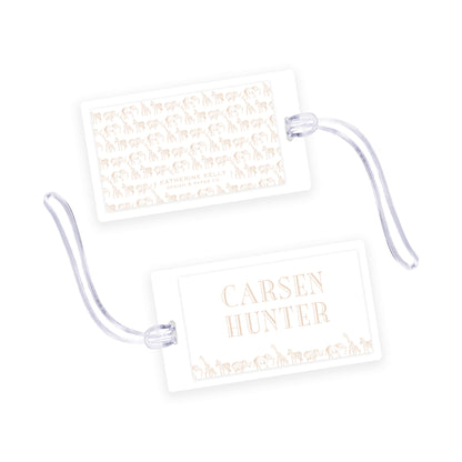taupe safari laminated bag tag
