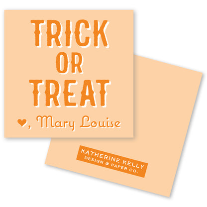 orange trick or treat halloween card