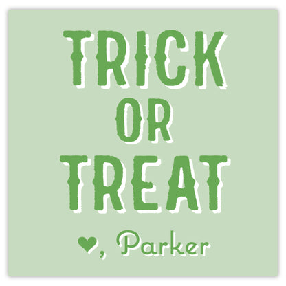 green trick or treat halloween card