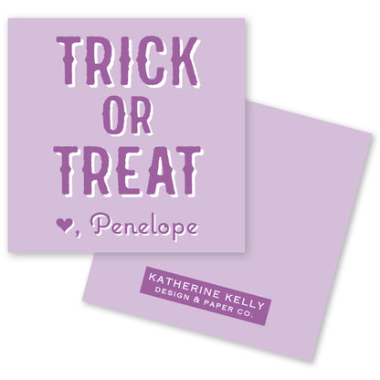 purple trick or treat halloween card