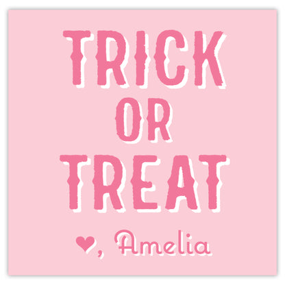 pink trick or treat halloween card
