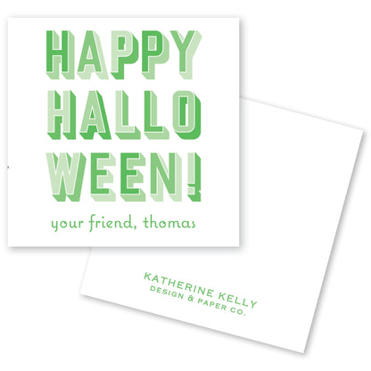 green shaded halloween card