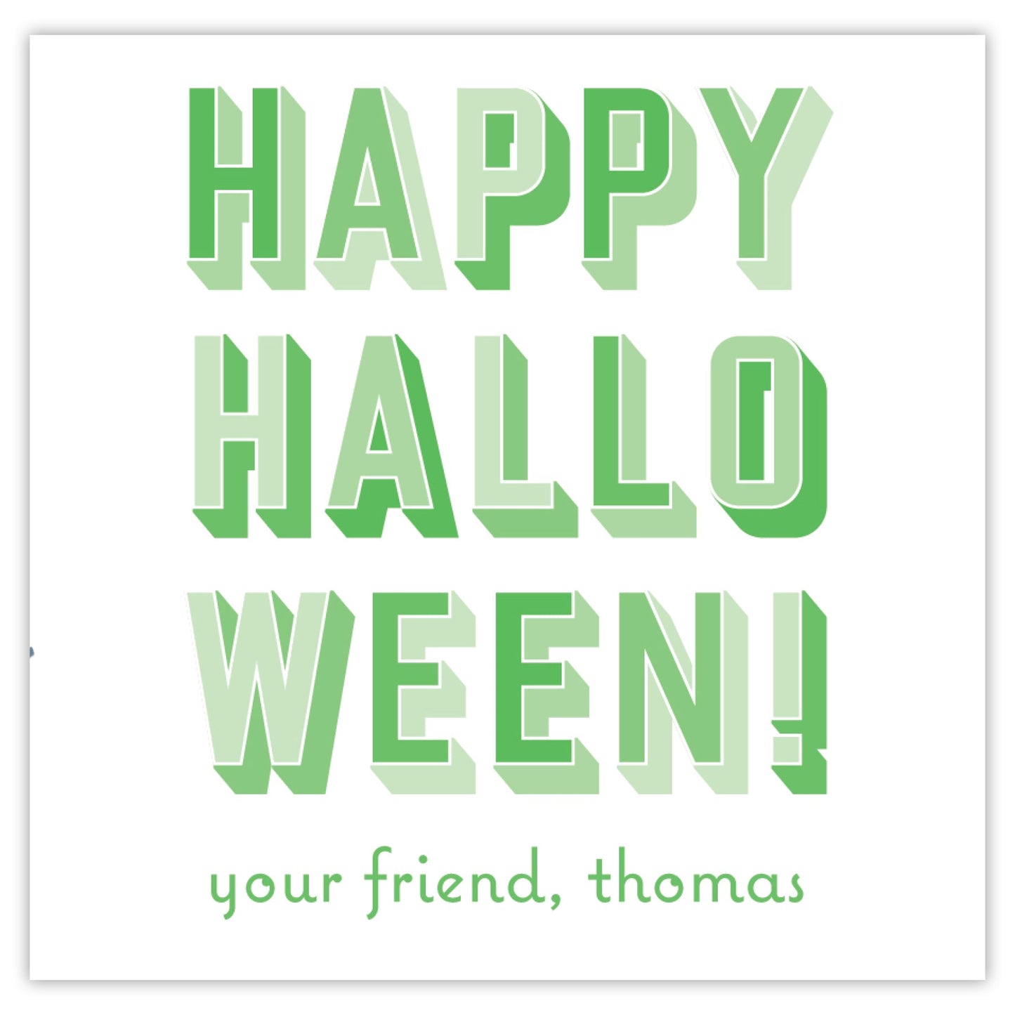 green shaded halloween card