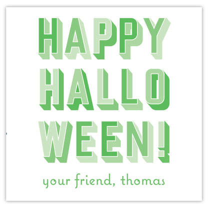 green shaded halloween card
