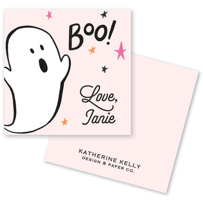 boo! ghost pink halloween card