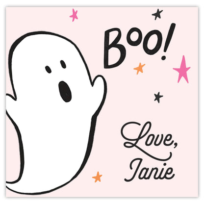 boo! ghost pink halloween card