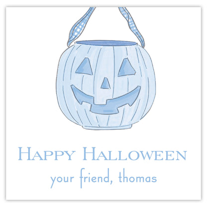 blue pumpkin pail halloween card
