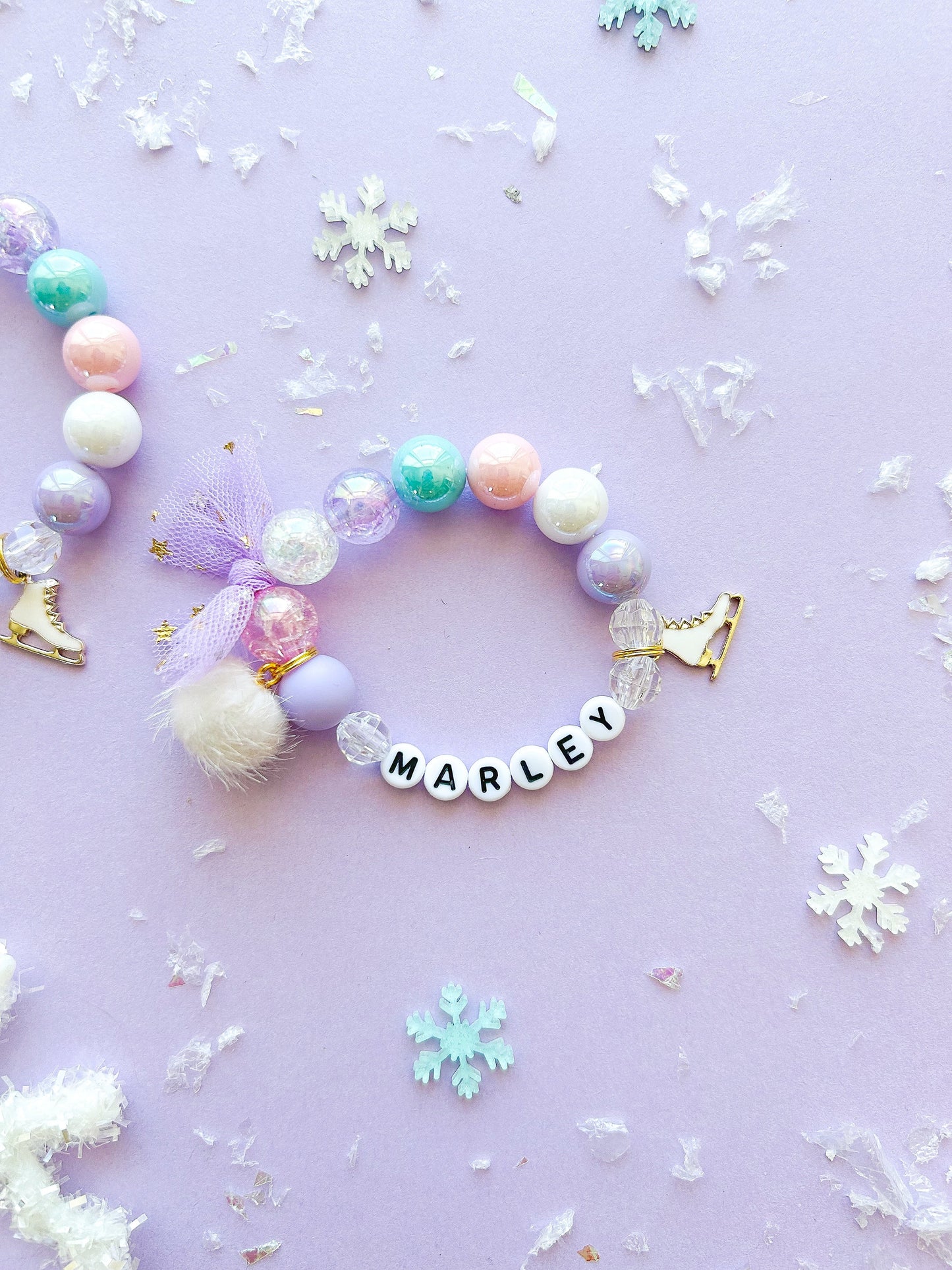 Ice Skate Figure Skater Christmas Holiday Winter Kids Charm Bracelet