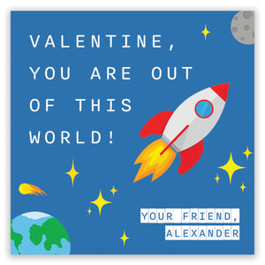 outer space valentine printable - blue