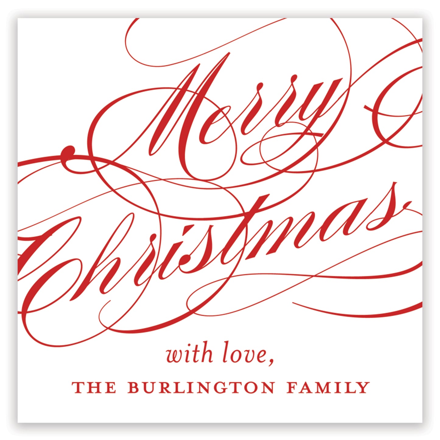 red christmas script enclosure card