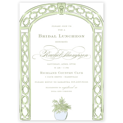 green trellis party invitation