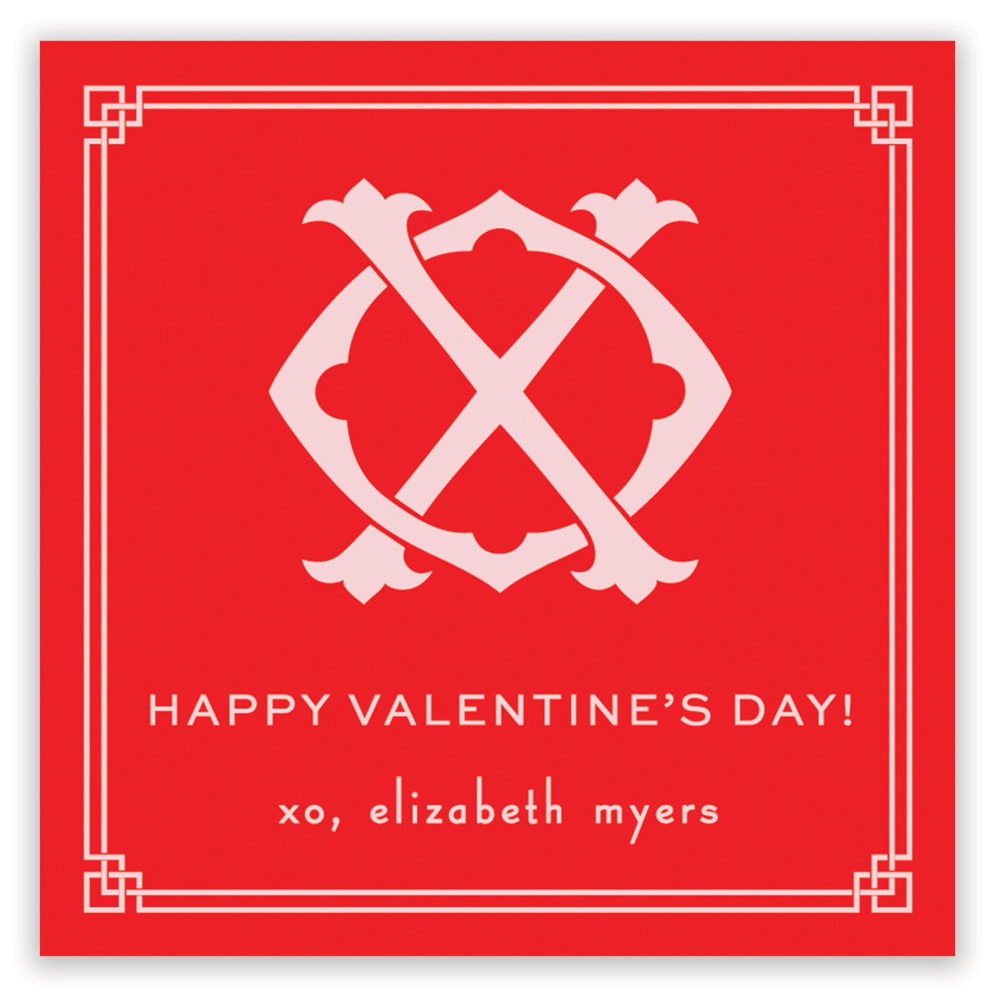 xo monogram valentine pink on red