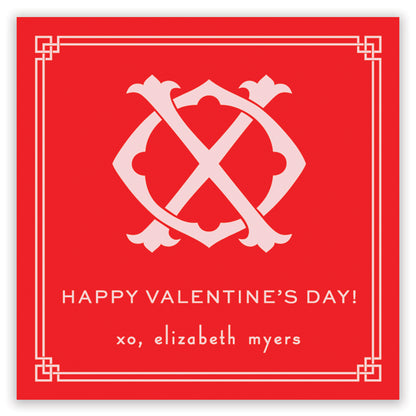 xo monogram valentine pink on red