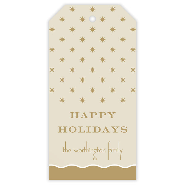 gold squiggle personalized gift tag