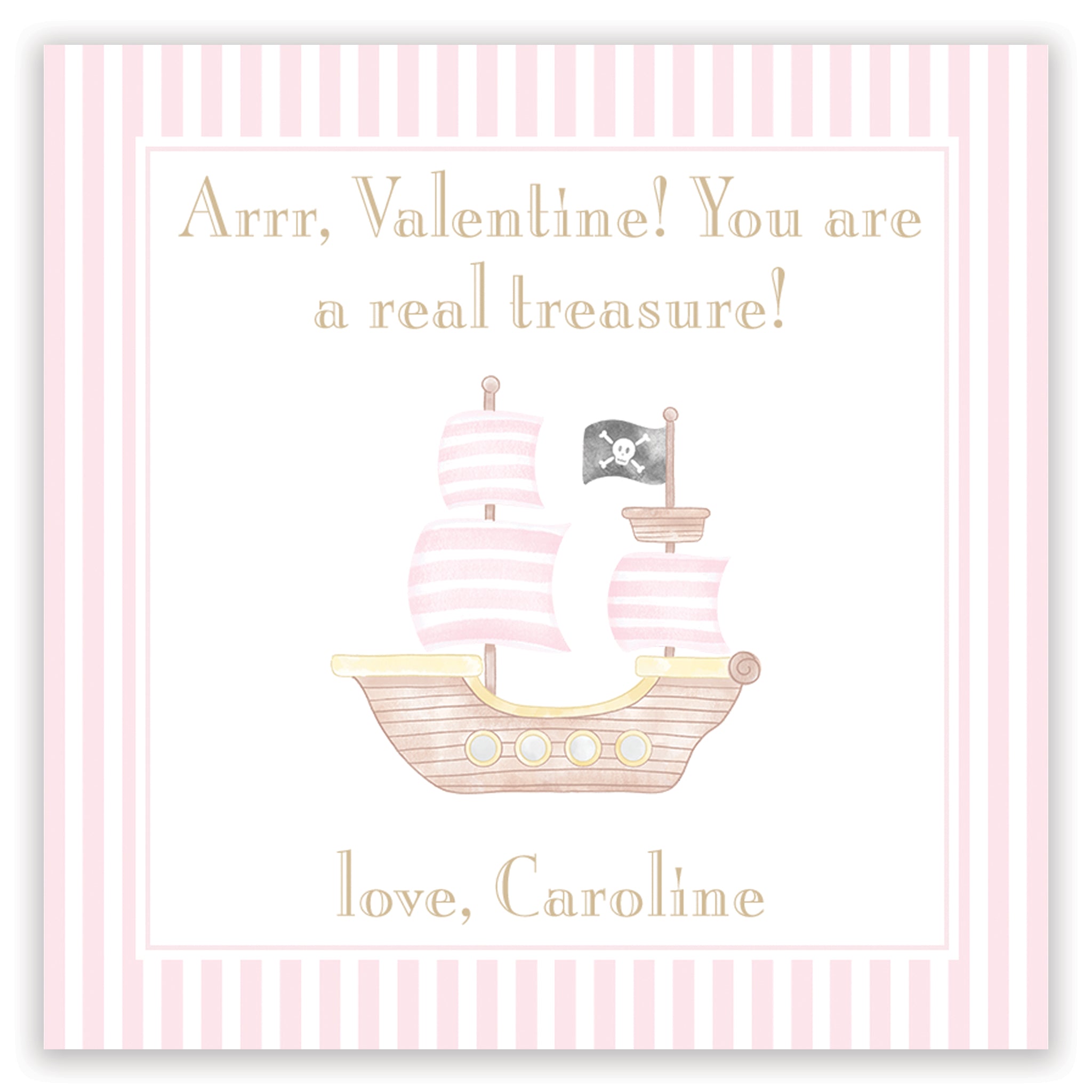 pink pirate ship valentine printable