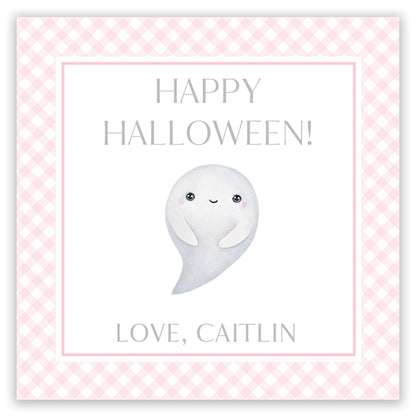 friendly ghost pink halloween card
