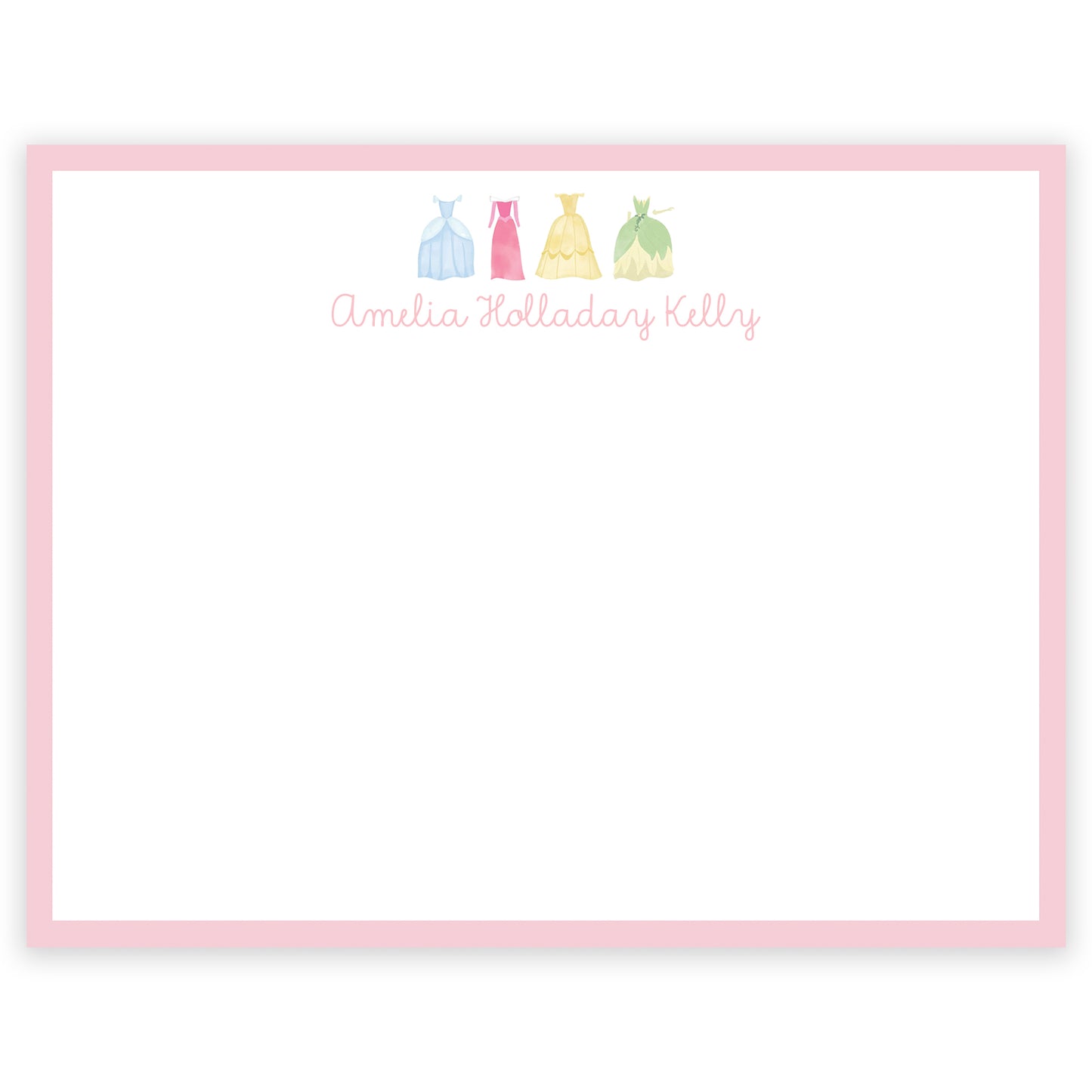 princess dresses notecard
