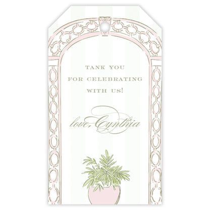 pink trellis party favor tag