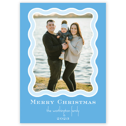 blue squiggle holiday card