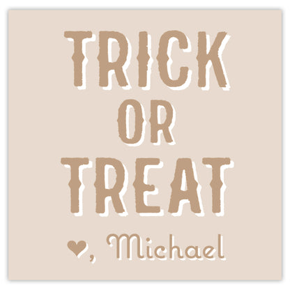 taupe trick or treat halloween card