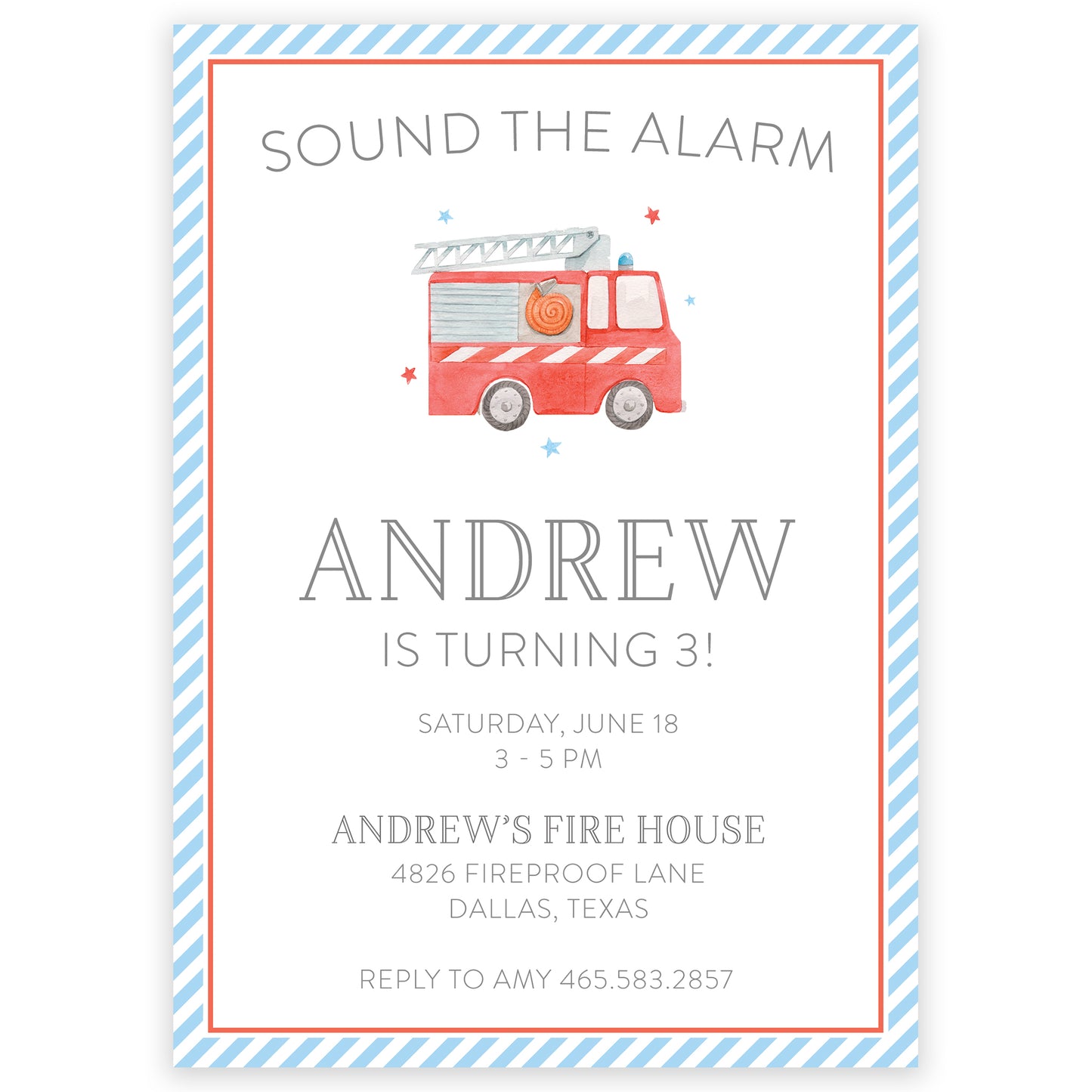 firetruck birthday invitation