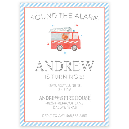 firetruck birthday invitation