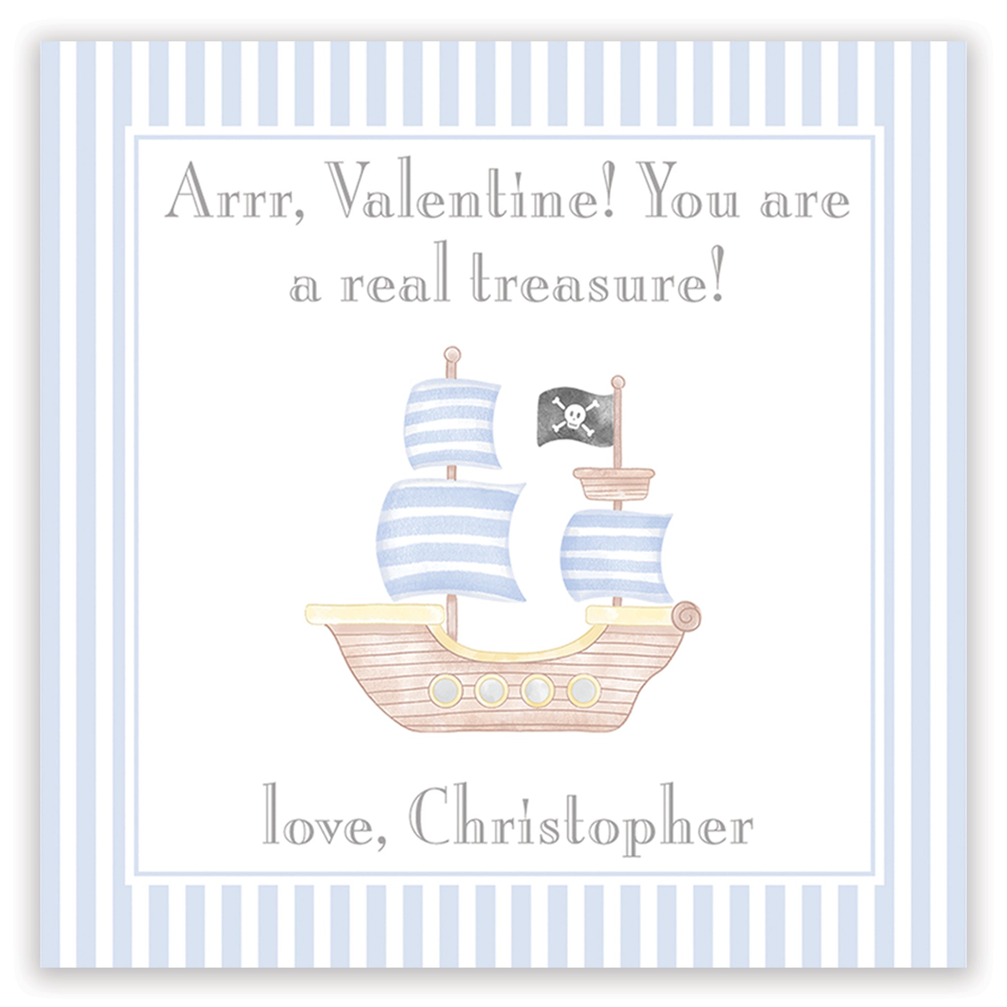 blue pirate ship valentine printable