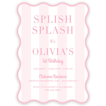 pink splish splash birthday invitation